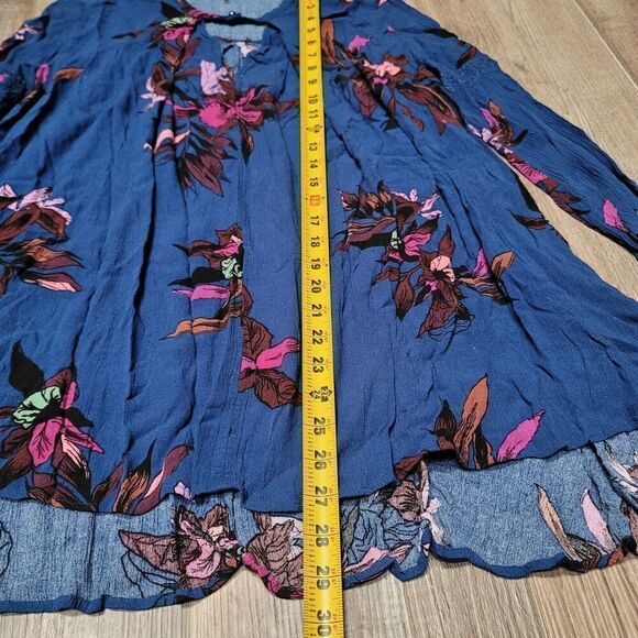 Free People Shirt Womens XS Tree Swing Tunic Floral Flowy Long Sleeve - Picture 7 of 7